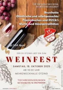 Der SV Otzing lädt ein zum Weinfest! 🍷
